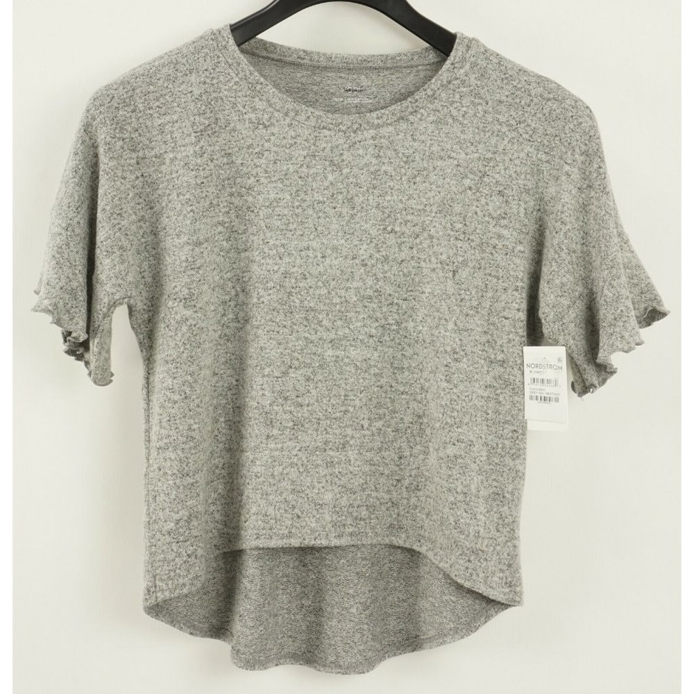 New 1901 Kids XL Short Sleeve Grey Heather Ruffle Brushed Knit Ultra Soft Top